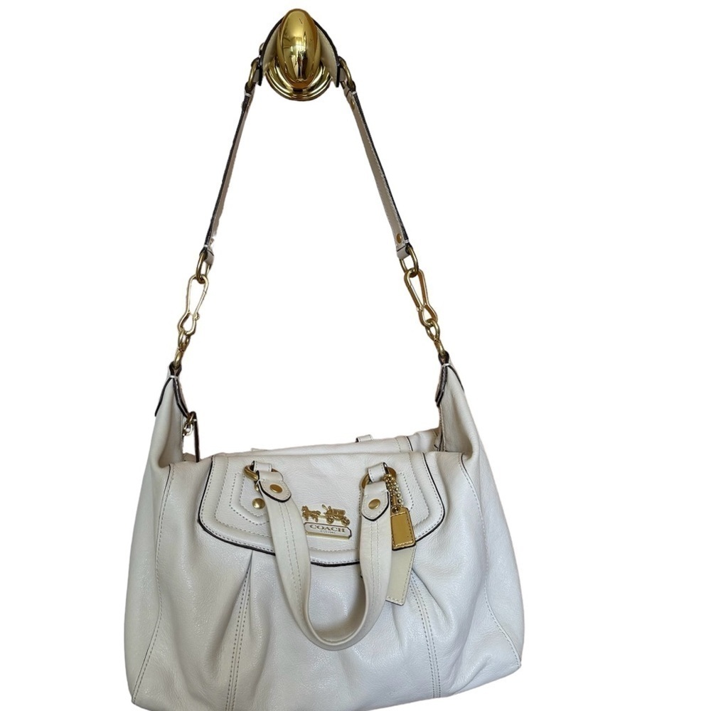 Coach Off White Leather Hobo Shoulder Bag Madison Sabrina Convertible Satchel - Picture 3 of 16
